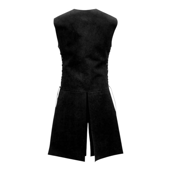 Goth tunic dress  long black corset sides size 3L pop over studded warrior - Picture 4 of 14